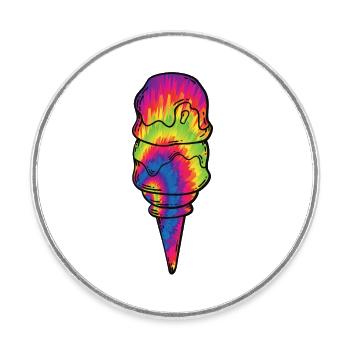 Ice Cream Tie Dye Cone - Round  fridge magnet - white - Front
