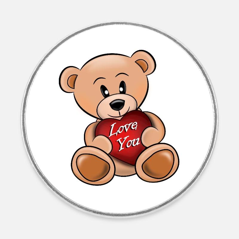 L'ourson t'aime - Magnet rond - blanc