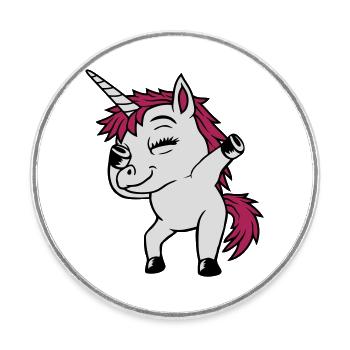 Party Einhorn Dabbing tanzen - Runder Kühlschrankmagnet - Weiß - Vorne