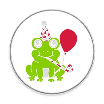 Celebrate birthday Party Frog - Round  fridge magnet - white - Front