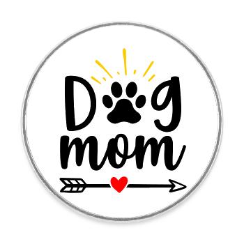Dog mom - Round  fridge magnet - white - Front