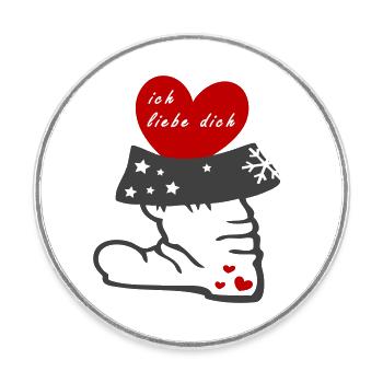 Bottes du Père Noël, coeur - Magnet rond - blanc - Devant