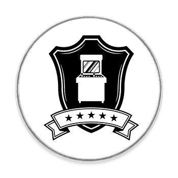 Arcade Retro Gamer Wappen - Runder Kühlschrankmagnet - Weiß - Vorne