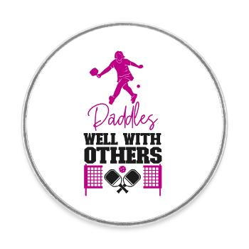Pickleball pagaie bien avec - Magnet rond - blanc - Devant
