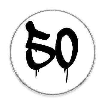 50 - Runder Kühlschrankmagnet - Weiß - Vorne