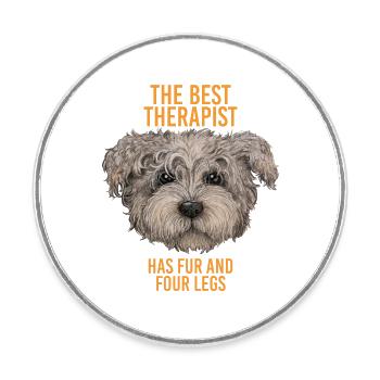 HUND DER BESTE THERAPEUT - Runder Kühlschrankmagnet - Weiß - Vorne