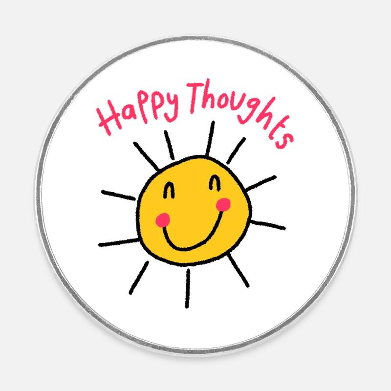 Soleil - Pensées heureuses - Magnet rond - blanc
