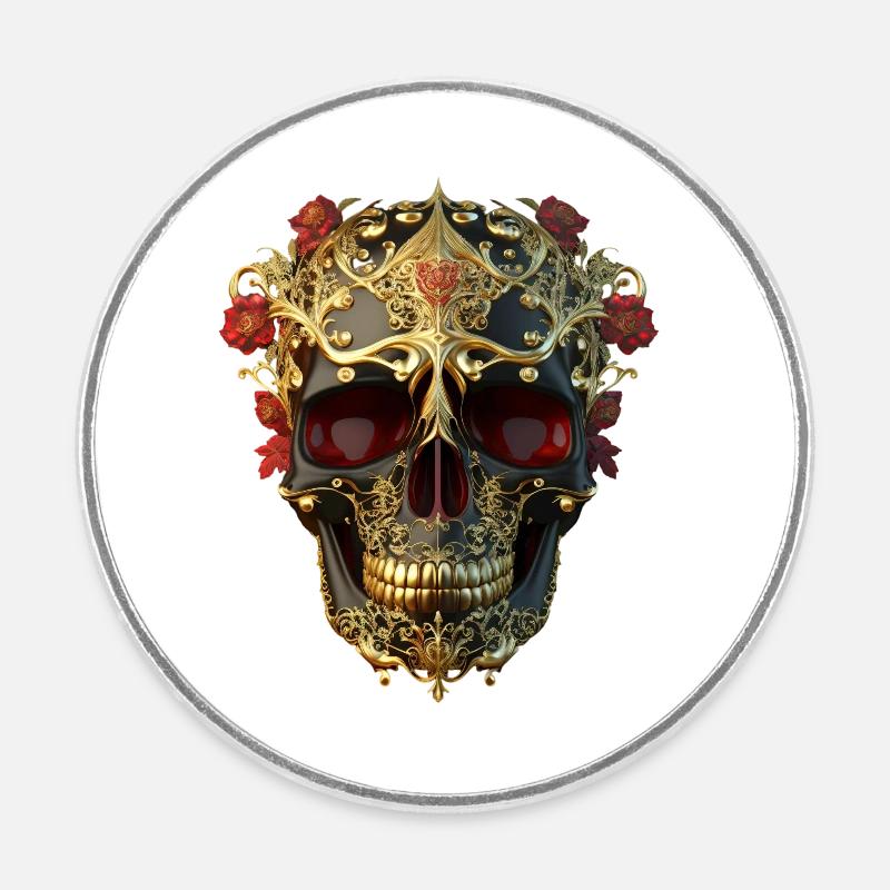 Totenkopf 07 - Runder Kühlschrankmagnet - Weiß