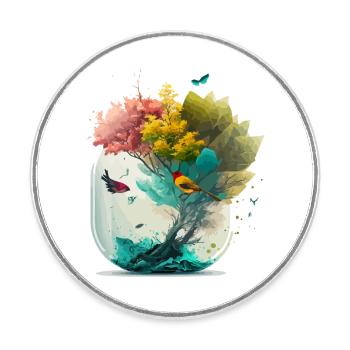 La forêt miniature - Magnet rond - blanc - Devant
