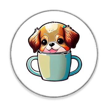 Le bonheur avec un chien : le meilleur ami de l’homme - Magnet rond - blanc - Devant