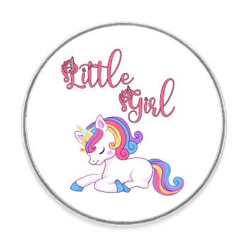 Little girl loves unicorns - Round  fridge magnet - white - Front