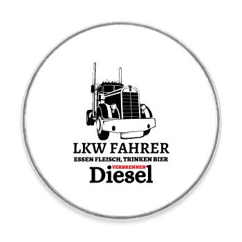LKW Fahrer - Essen Fleisch Trinken Bier ... - Runder Kühlschrankmagnet - Weiß - Vorne
