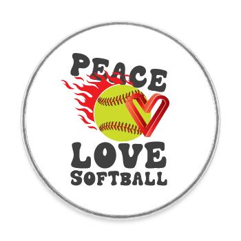 Girls Peace Love Softball - Round  fridge magnet - white - Front