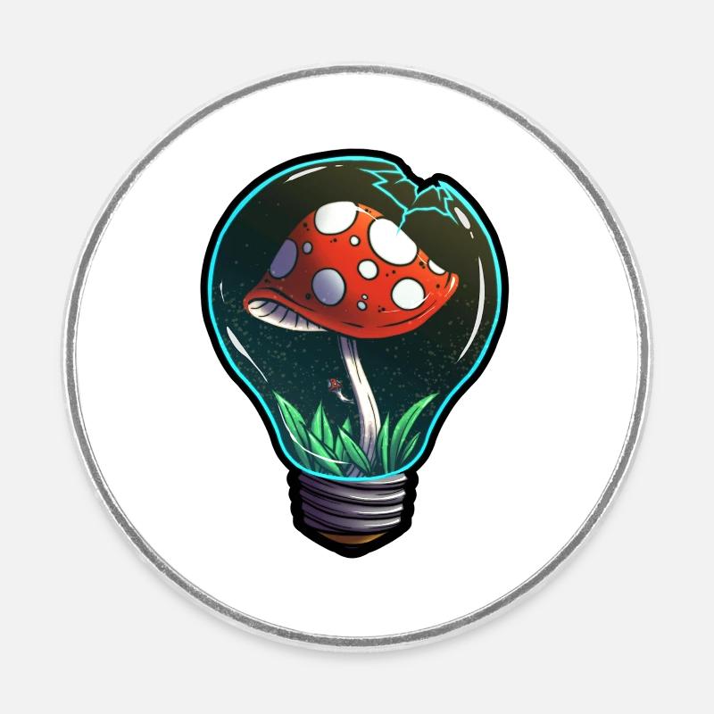 Champignon - Magnet rond - blanc
