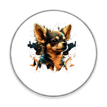 Chihuahua - Musique Électronique Techno Festival - Magnet rond - blanc - Devant