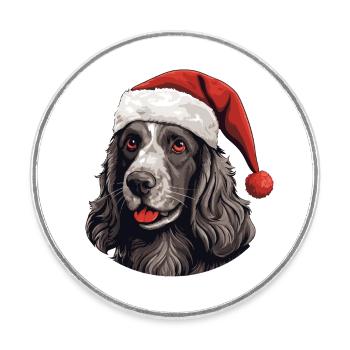 Cocker Épagneul Chien Noël Drôle Noël - Magnet rond - blanc - Devant
