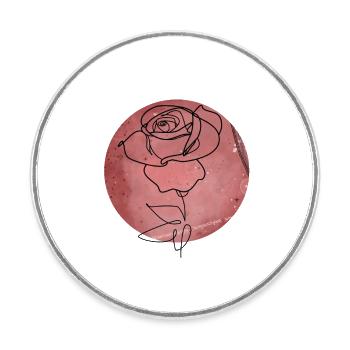 Rosen-Minimalismus - Runder Kühlschrankmagnet - Weiß - Vorne