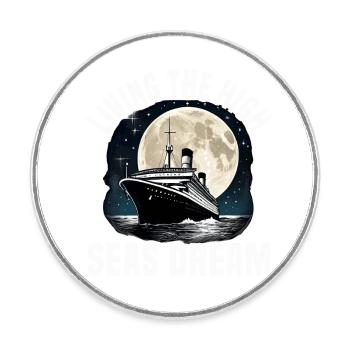 Vivre des vacances de rêve en haute mer sur un bateau de croisière - Magnet rond - blanc - Devant