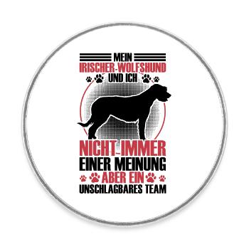 Irischer Wolfshund ist unschlagbar - Runder Kühlschrankmagnet - Weiß - Vorne