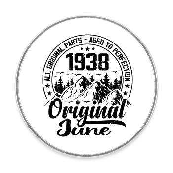 1938 June Original: 86 Years Anniversary Gift - Round  fridge magnet - white - Front