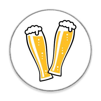 2 Toasting Wheat Beer Glasses (Weiss Beer / 2C) - Round  fridge magnet - white - Front