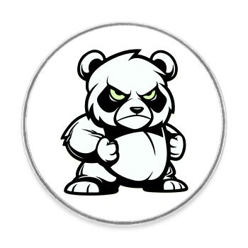 Panda Bear Comic - Round  fridge magnet - white - Front