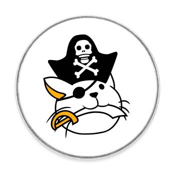 Cute Pirate Cat Buccaneer Eye Patch Hat Saber - Round  fridge magnet - white - Front