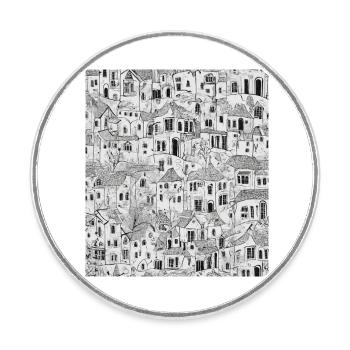 Dessin de la ville - Magnet rond - blanc - Devant
