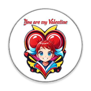 Tu es mon Valentin - Magnet rond - blanc - Devant