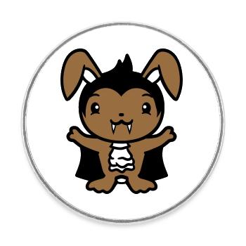 Lapin Vampire Sharp Longues Dents Halloween Costume - Magnet rond - blanc - Devant