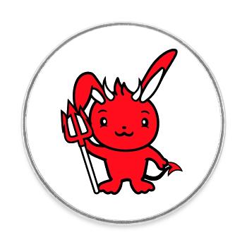 Bunny Devil Démon Mal Satan Enfer Trident Costume - Magnet rond - blanc - Devant