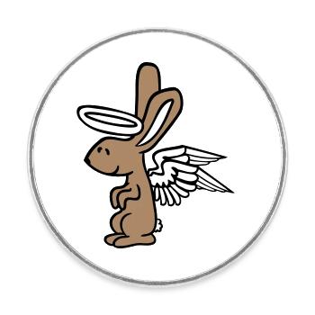 Bunny Angel Holy Sky Wings Good Flying Love - Round  fridge magnet - white - Front
