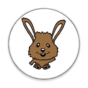 Hase Kaninchen Häschen Cartoon Kleintier niedlich - Runder Kühlschrankmagnet - Weiß - Vorne