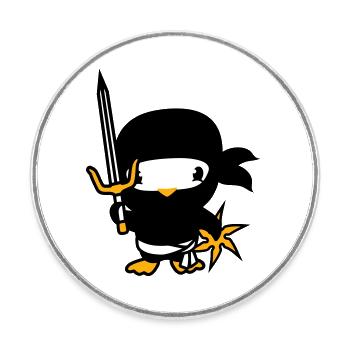 Bird Ninja Fighter Assassin Sword Ninja Star - Round  fridge magnet - white - Front