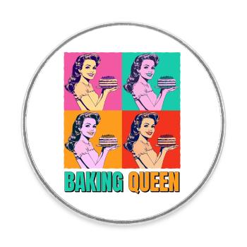 Baking Cake Baking Queen Baking Fairy Baker Pop Art - Round  fridge magnet - white - Front