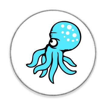 Oktopus Kraken Tintenfisch Kopffüßer böser Blick - Runder Kühlschrankmagnet - Weiß - Vorne