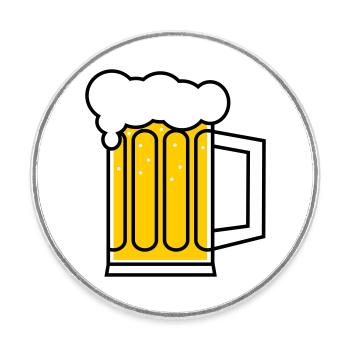 Bier - Round  fridge magnet - white - Front