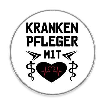 Krankenpfleger mit Herz Geschenk - Runder Kühlschrankmagnet - Weiß - Vorne