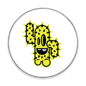 cactus high five comic - Round  fridge magnet - white - Front