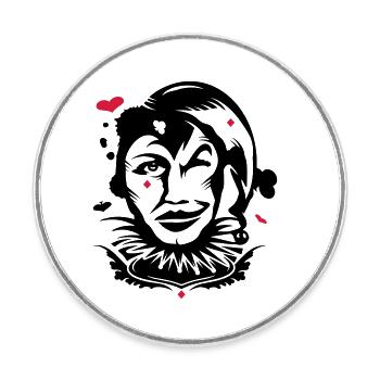 Playing card joker - Round  fridge magnet - white - Front