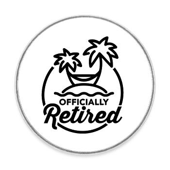 Officially retired - Round  fridge magnet - white - Front