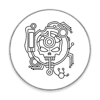 Cyber Skull Skull as a circuit - Round  fridge magnet - white - Front