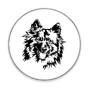 Wolfspitz Head - Round  fridge magnet - white - Front