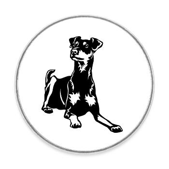 German Pinscher - Round  fridge magnet - white - Front
