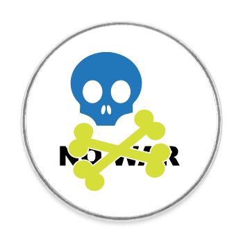 Neon Blue Skull and Crossbones - Round  fridge magnet - white - Front