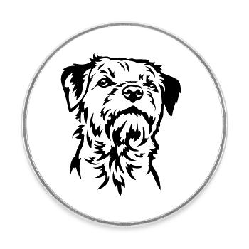 Tête de Border Terrier - Magnet rond - blanc - Devant