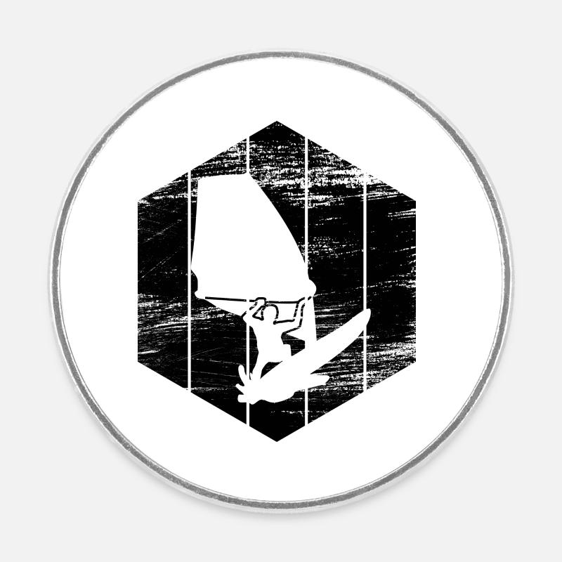 Croquis de planche à voile - Magnet rond - blanc