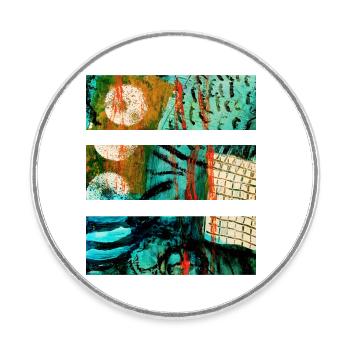 Paysage abstrait aux couleurs vives - Magnet rond - blanc - Devant