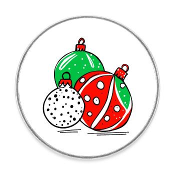 Christmas Decoration Balls - Round  fridge magnet - white - Front
