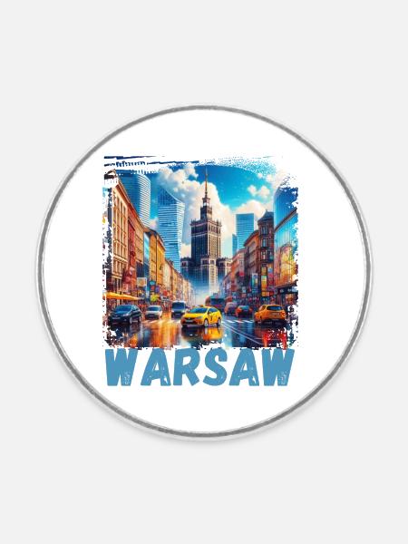 Warschau - Runder Kühlschrankmagnet - Weiß